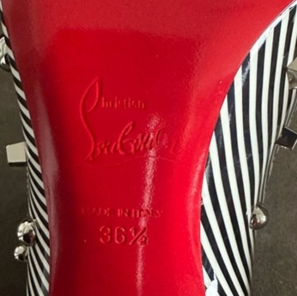 Christian Louboutin Aimanta B&W Striped Women's Heels - EUC 👠 Size 36.5 - Picture 10 of 17